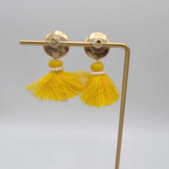 J Crew Mini Scope Tassle Bead Yellow Earrings - Picture 5 of 9